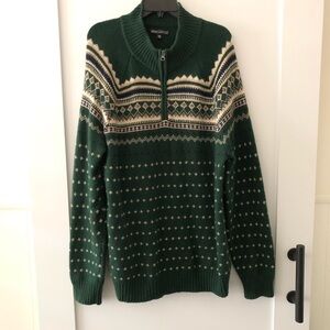 J. Crew Green Fair Isle Patterned Sweater XXL